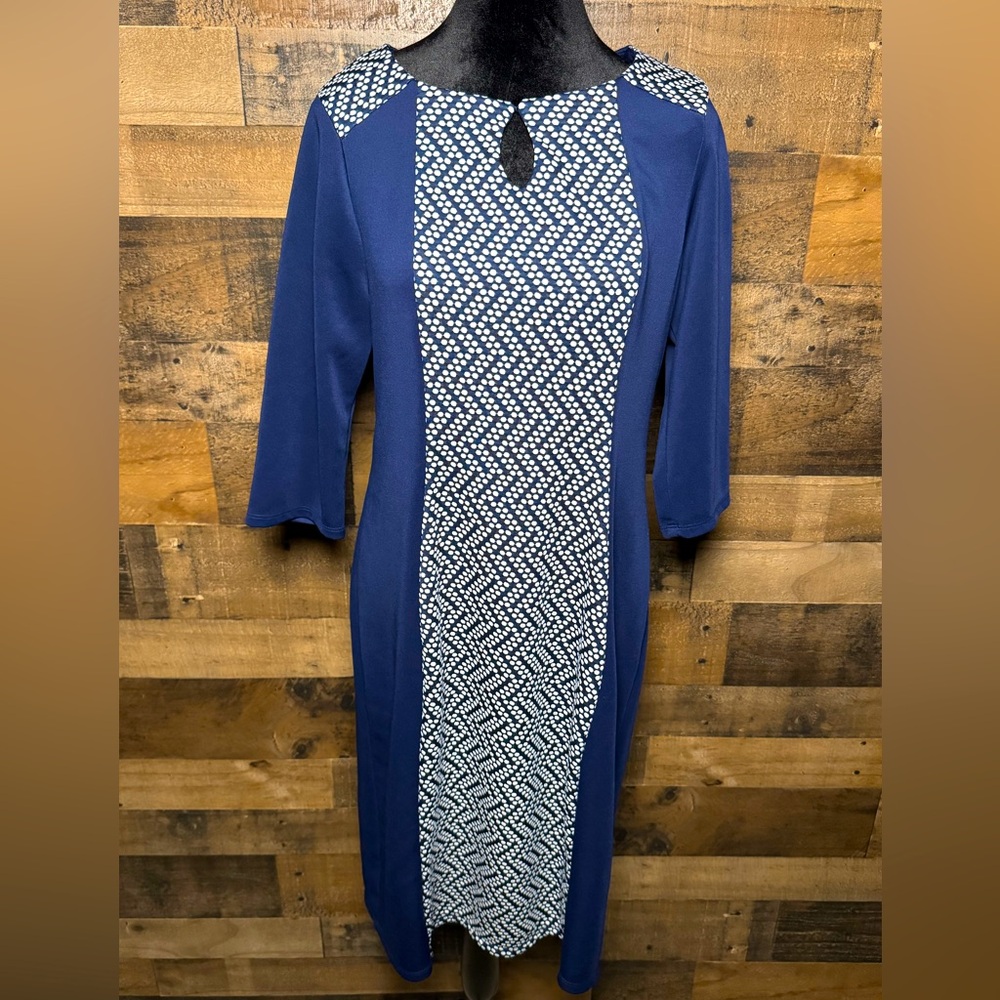 Triuhuology Women's Navy Blue Polka Dot Dress Size 12 Large AB 617
